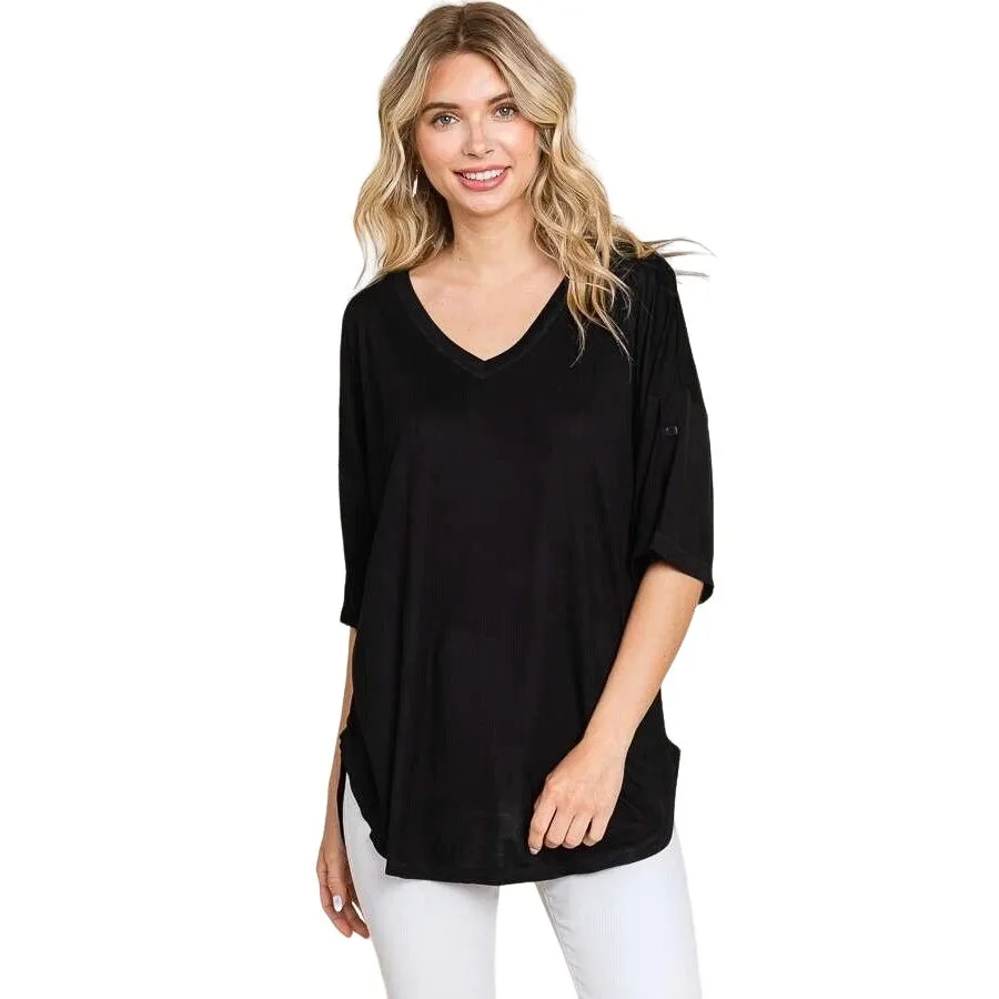 Culture Code White Exposed Seam Button Detail Sleeve Top CAY1645