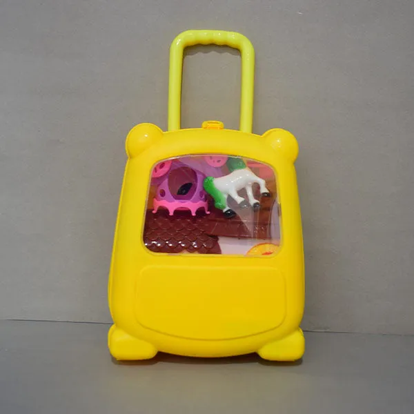 Cute owl shaped Portable Trolly Doll House Set with Pretend Play Accessories for Kids (Yellow)
