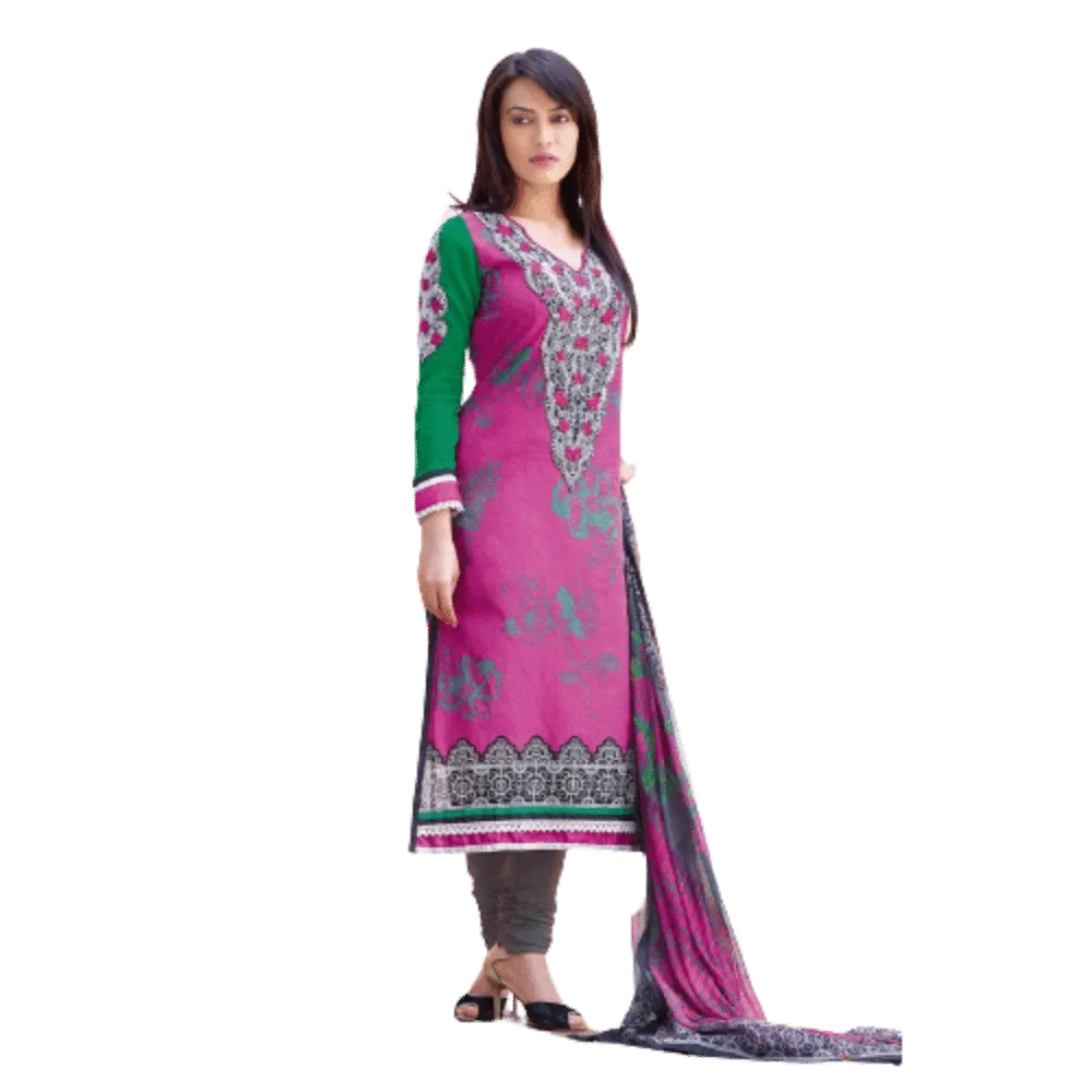 Dashing Deep Pink Color Printed Unstitched Casualwear Salwar Suit Cotton Shirt F