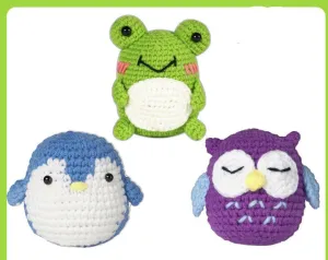 Dasonwin | Crochet Kit for | 3 Pattern Animals-Owl/ Penguin/ Frog