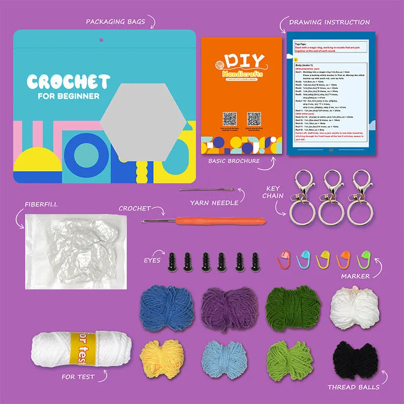 Dasonwin | Crochet Kit for | 3 Pattern Animals-Owl/ Penguin/ Frog