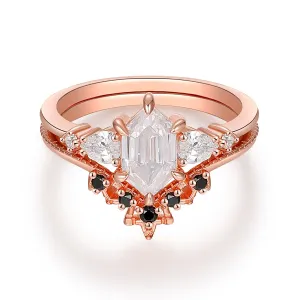Delicate 1.1 Carat Hexagon Cut Side Stone Moissanite Bridal Set Gifts For Women