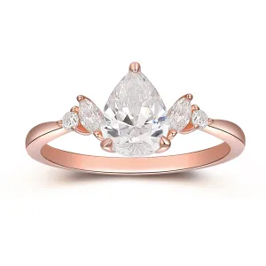 Delicate 1.3 Carat Pear Cut Side Stone Moissanite Engagement Ring Gifts For Her
