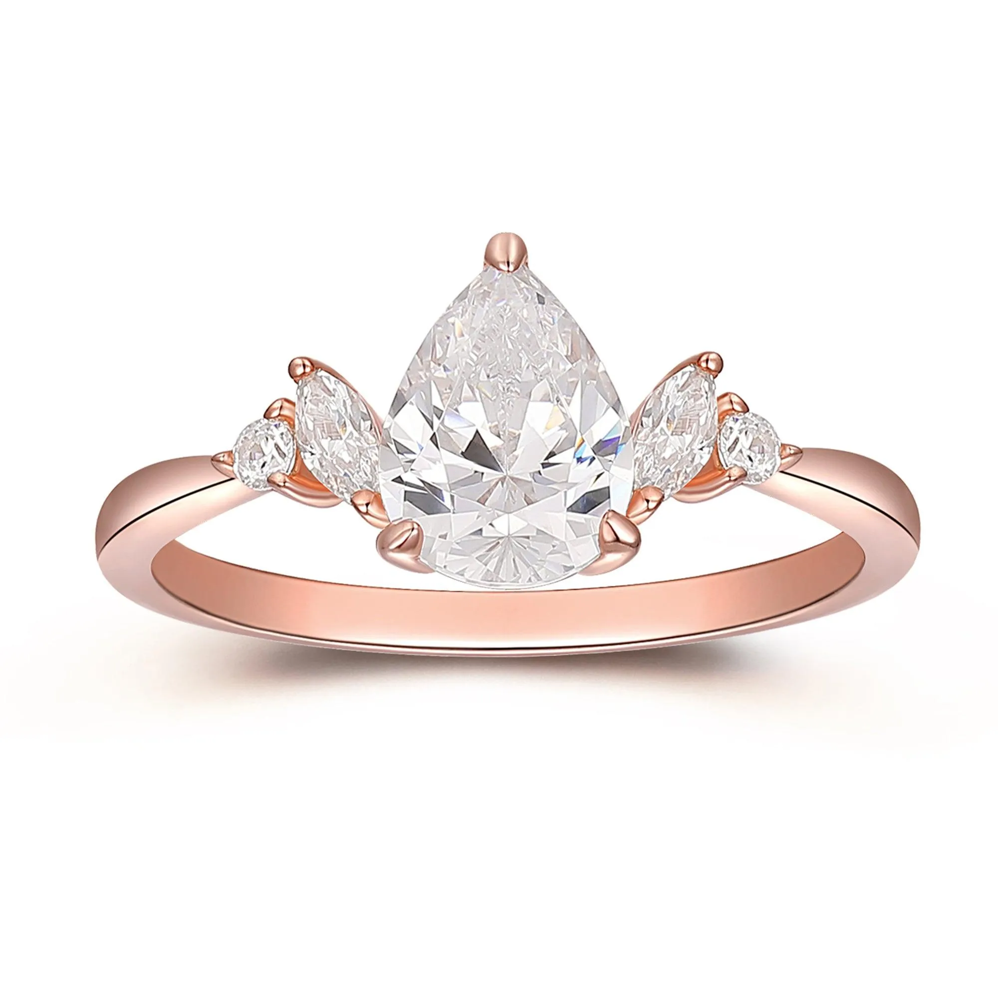 Delicate 1.3 Carat Pear Cut Side Stone Moissanite Engagement Ring Gifts For Her