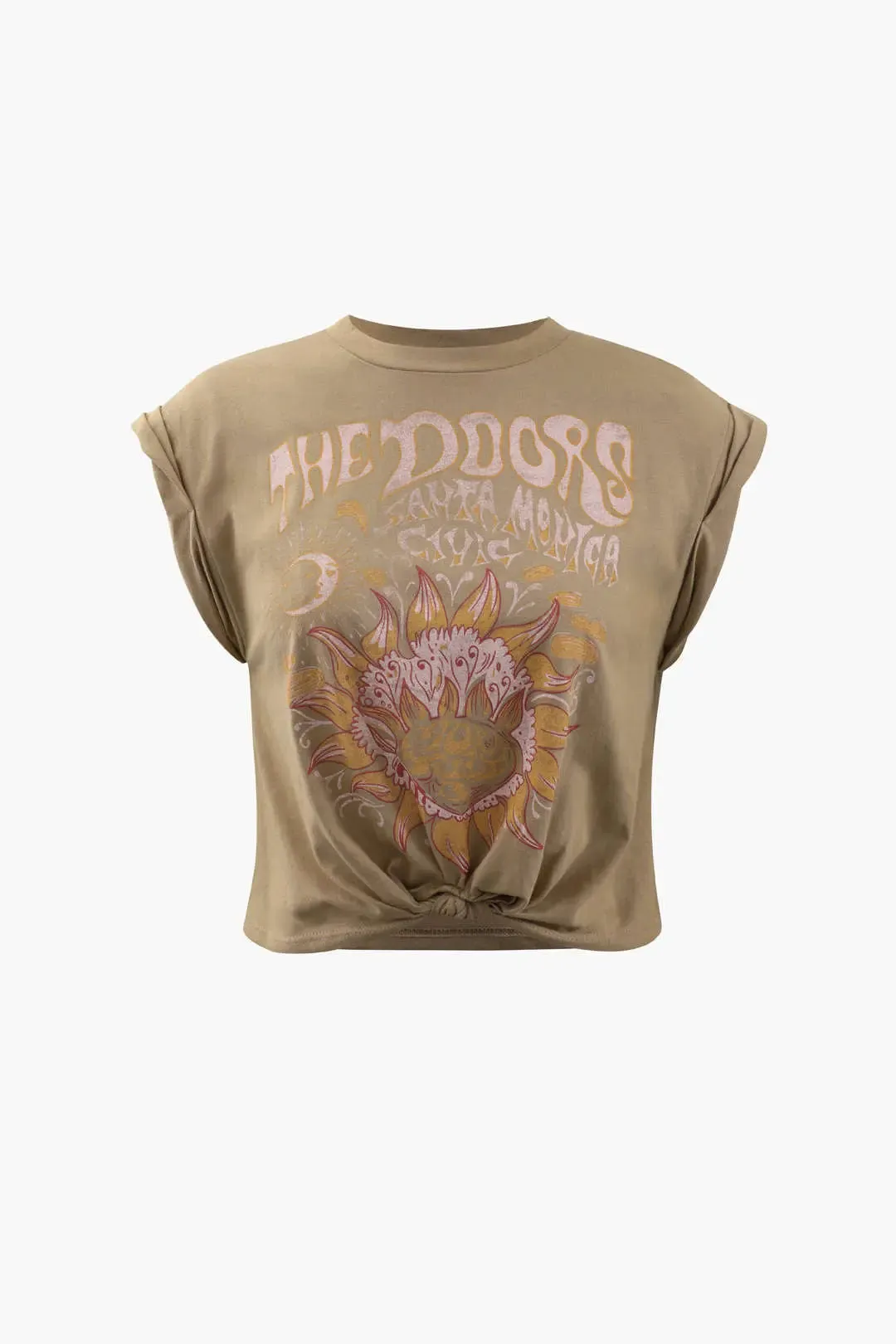 Delilah - Floral Print Knot Detail Woman's T Shirt