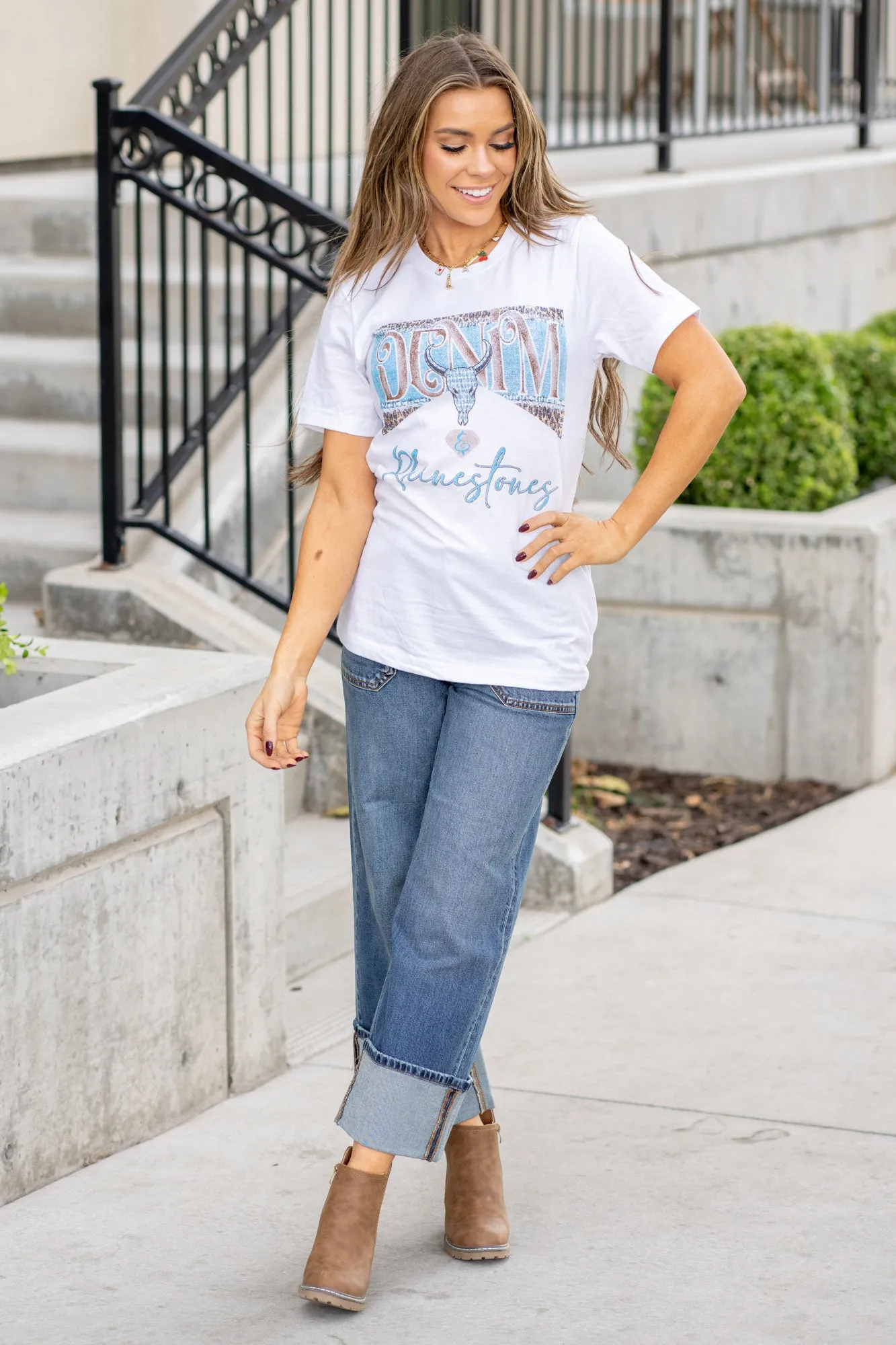 Denim & Rhinestones Graphic Tee