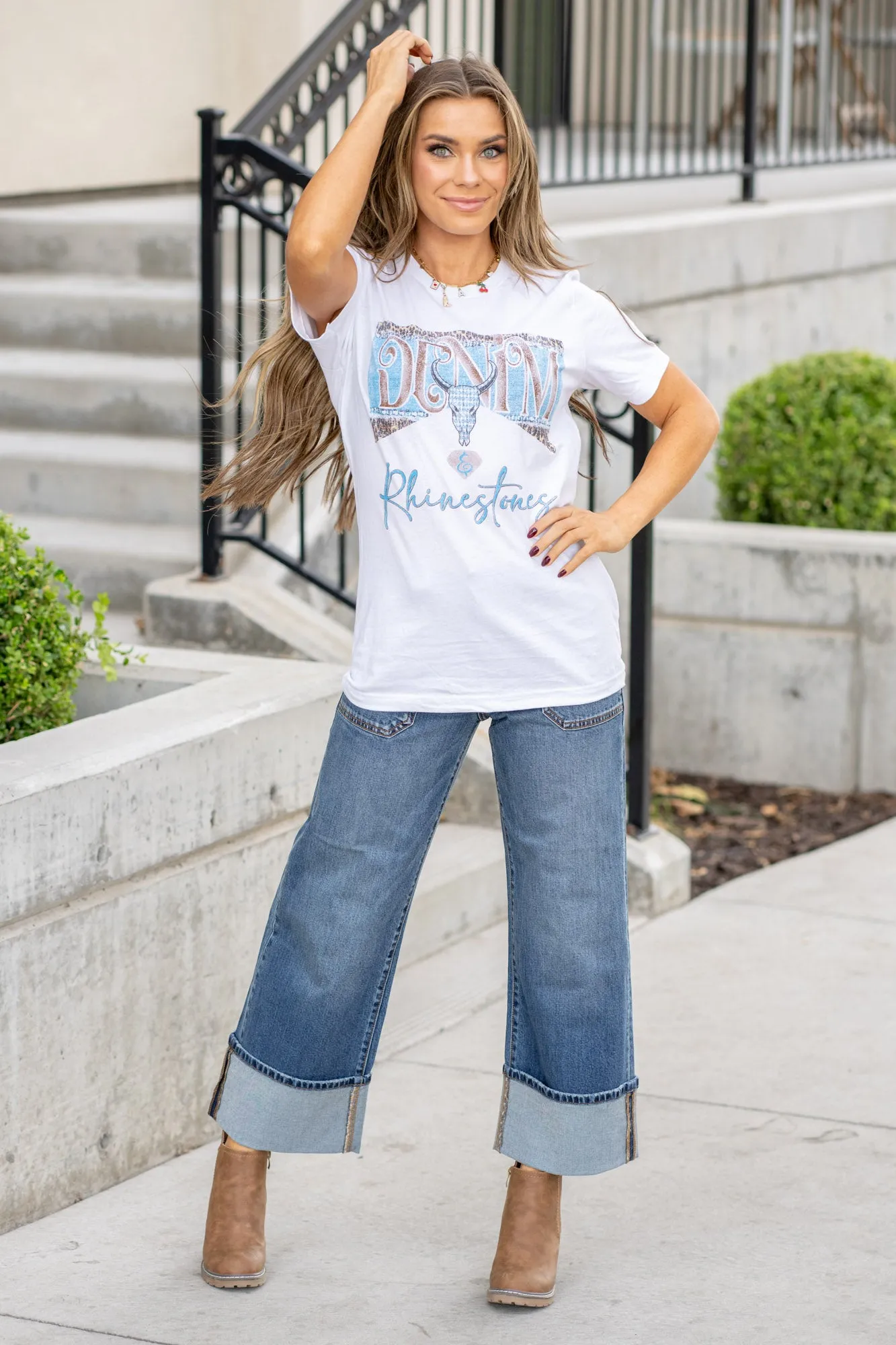 Denim & Rhinestones Graphic Tee