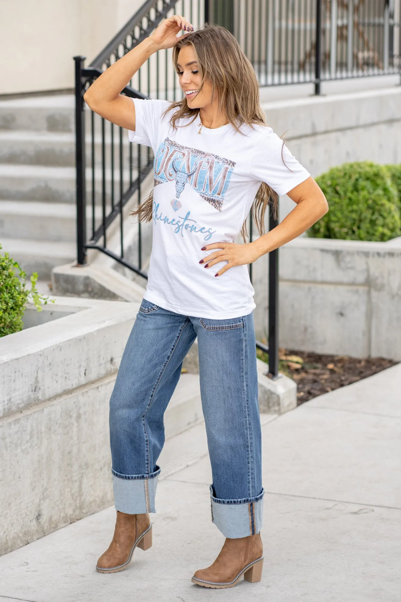 Denim & Rhinestones Graphic Tee