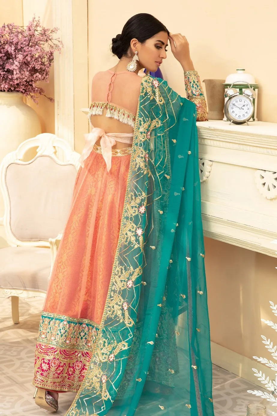 Designer Chiffon Long Frock with Embroidery #Y6076