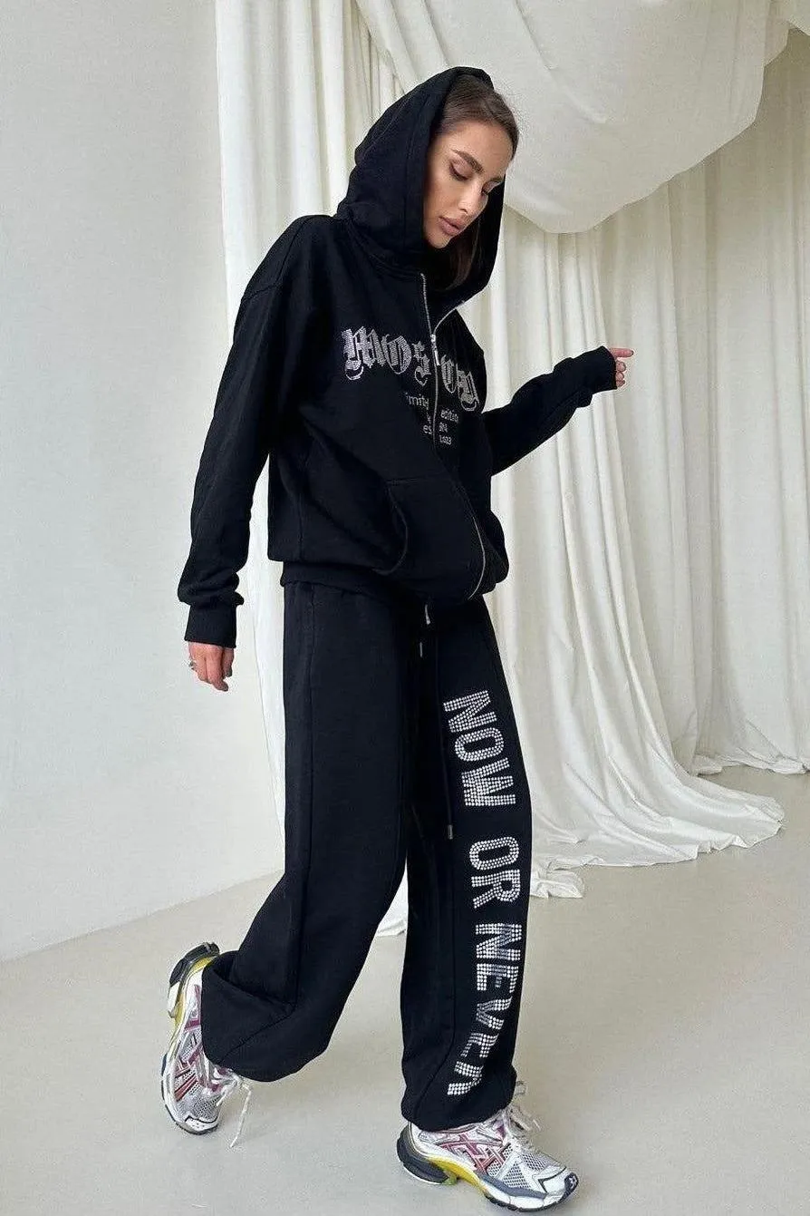 Diamond Zipper Hoodie suit