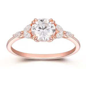 Double Prongs 1CT Round Cut Moisssanite Promise Anniversary Ring Marquise Cut Moissanites Cluster Engagement Ring