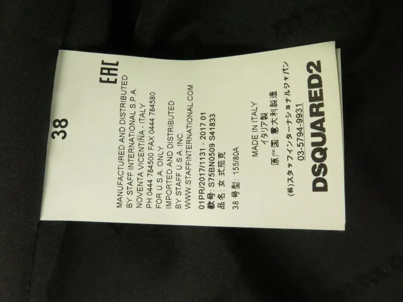 DSquared2  Womens' Suits & Suit Separates: Black Acetate Size 6, Pre-owned