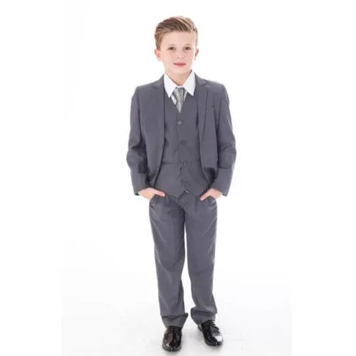 Edward - Mid Grey 5 Piece Boys Suit