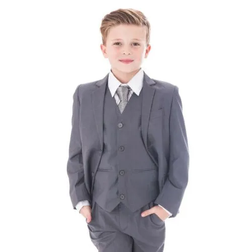 Edward - Mid Grey 5 Piece Boys Suit