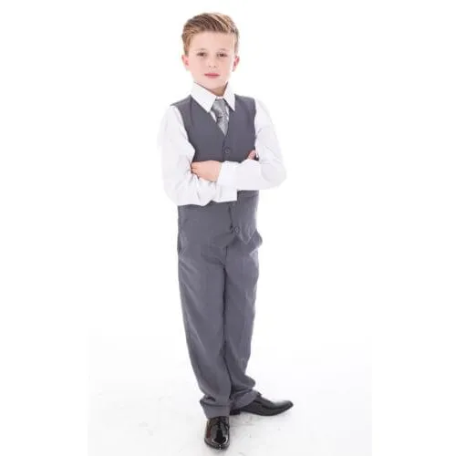 Edward - Mid Grey 5 Piece Boys Suit