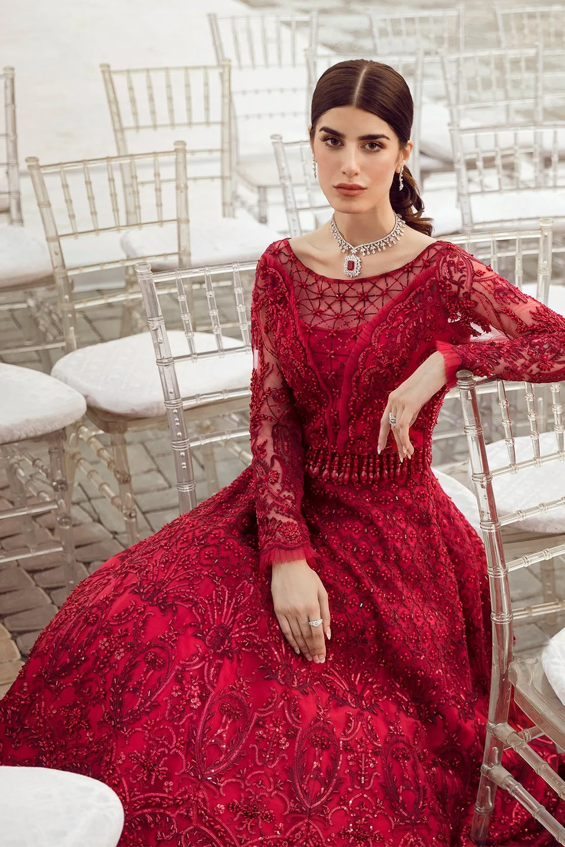 ELENA | Reign Reignaissance Luxury Wedding Collection | Unstitched Embroidered Net Suits with Heavy Handwork