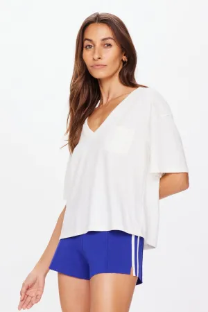 Elina V Neck Tee | White
