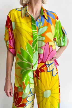 Ember™ - Floral Print Short Sleeve Shirt & Elastic Waist Pants Set