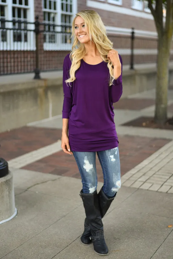 Essential Dolman Top - Purple