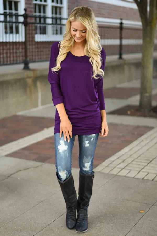Essential Dolman Top - Purple