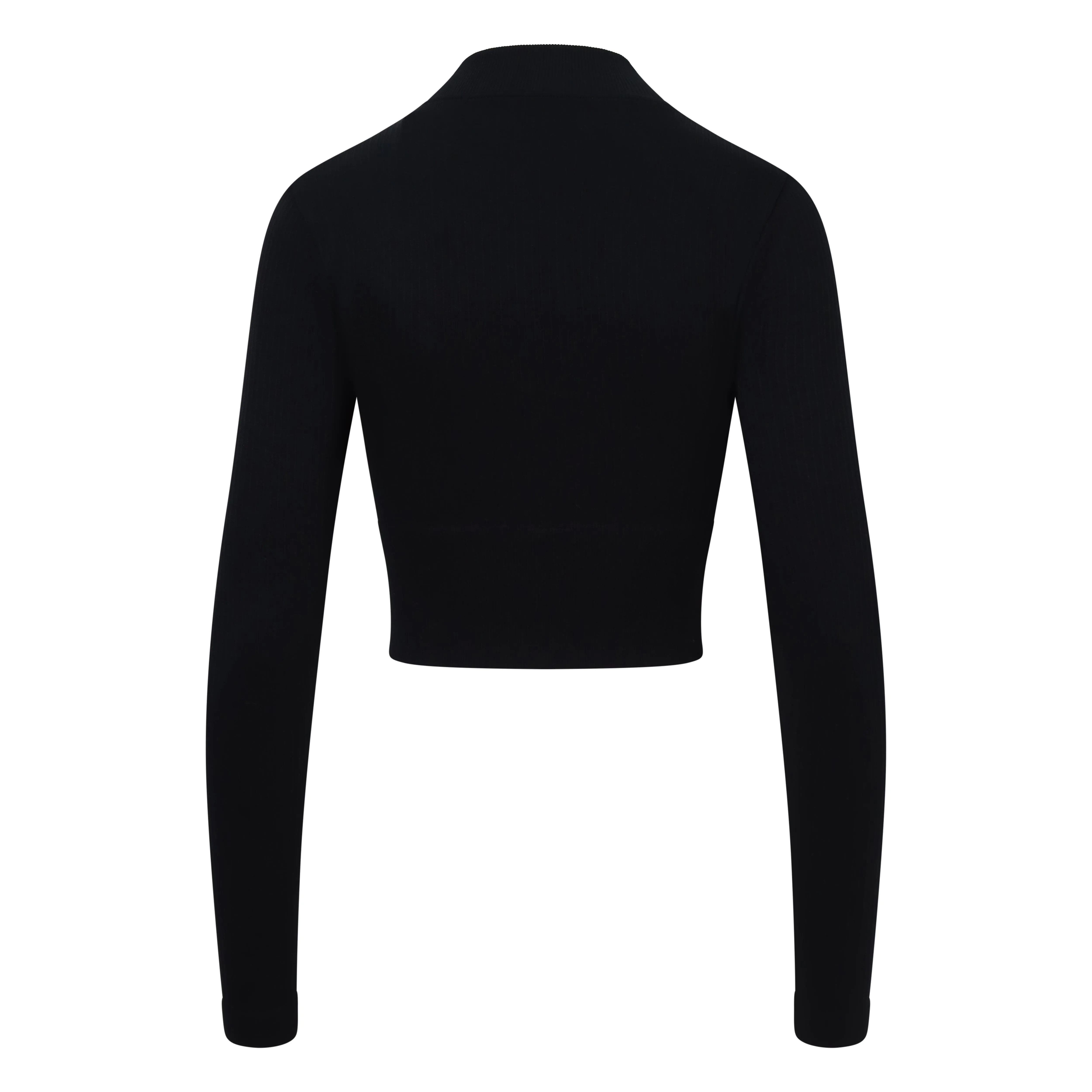 Essential Seamless Wide Rib LS Zip Top Black