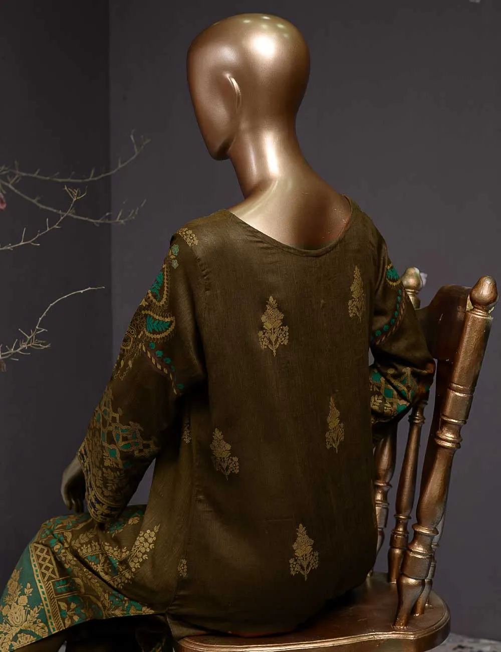 Eyval (DL-5A) - 3 Pc Un-stitched Embroidered Lawn Dress with Chiffon Dupatta