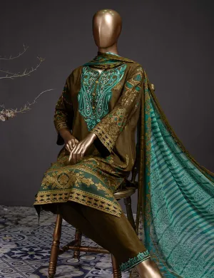 Eyval (DL-5A) - 3 Pc Un-stitched Embroidered Lawn Dress with Chiffon Dupatta