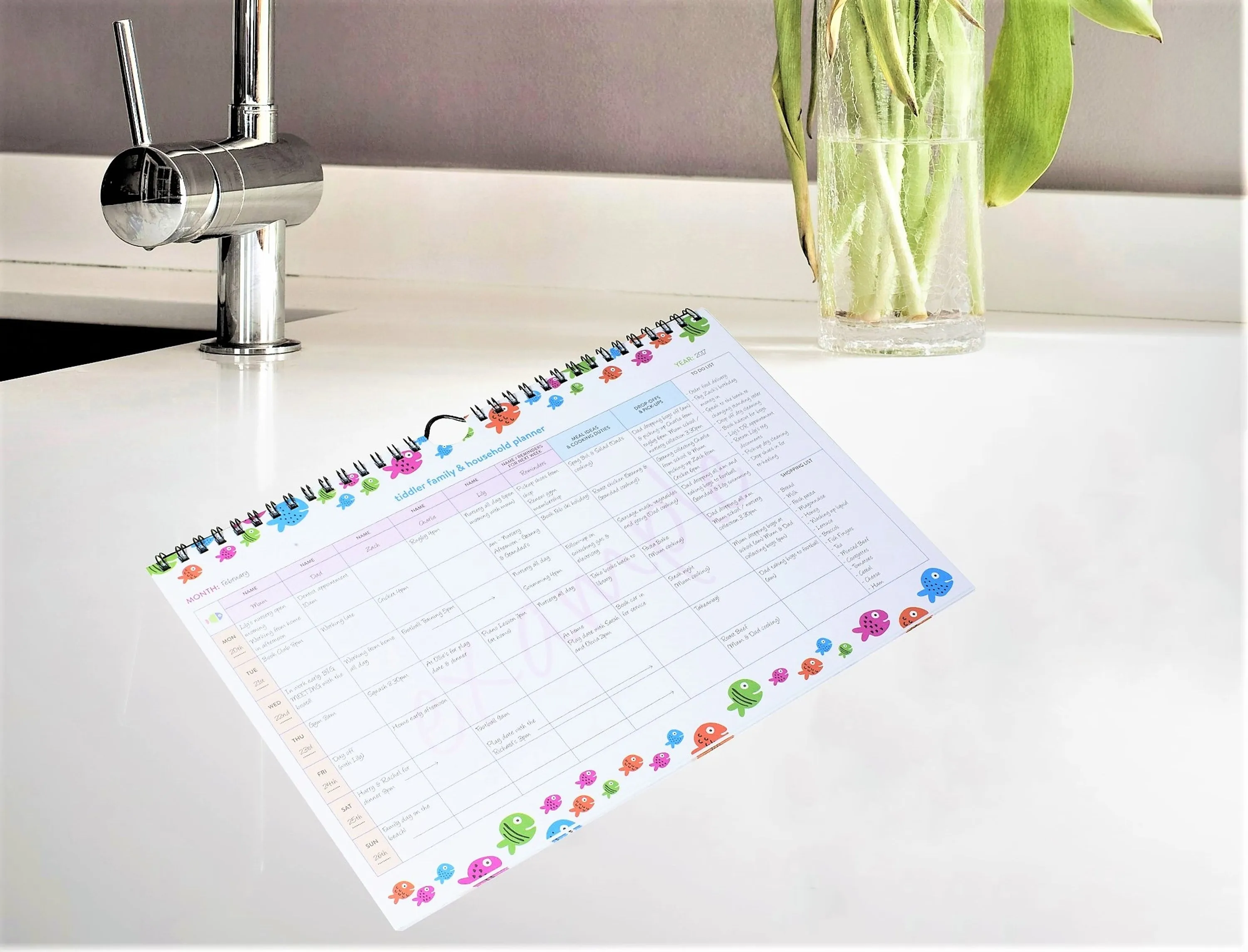 Family Weekly Household A4 Undated Planner Any Year Diary Suitable for any year / 2025