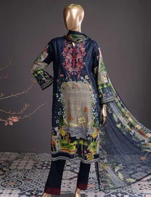 Felix (DL-2a) 3 Pc Un-stitched Embroidered Lawn Dress with Chiffon Dupatta