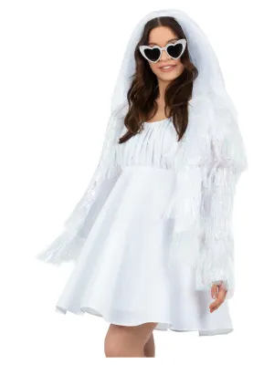 Fever Tinsel Festival Jacket, Iridescent White