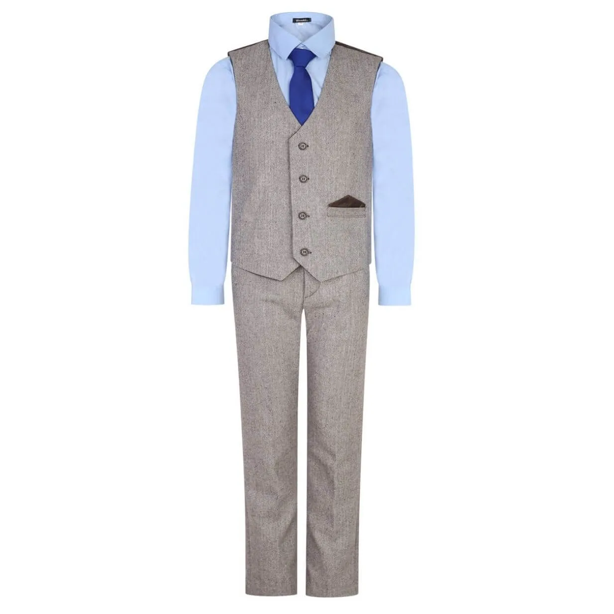 Finn - Brown Herringbone 4 Piece Suit