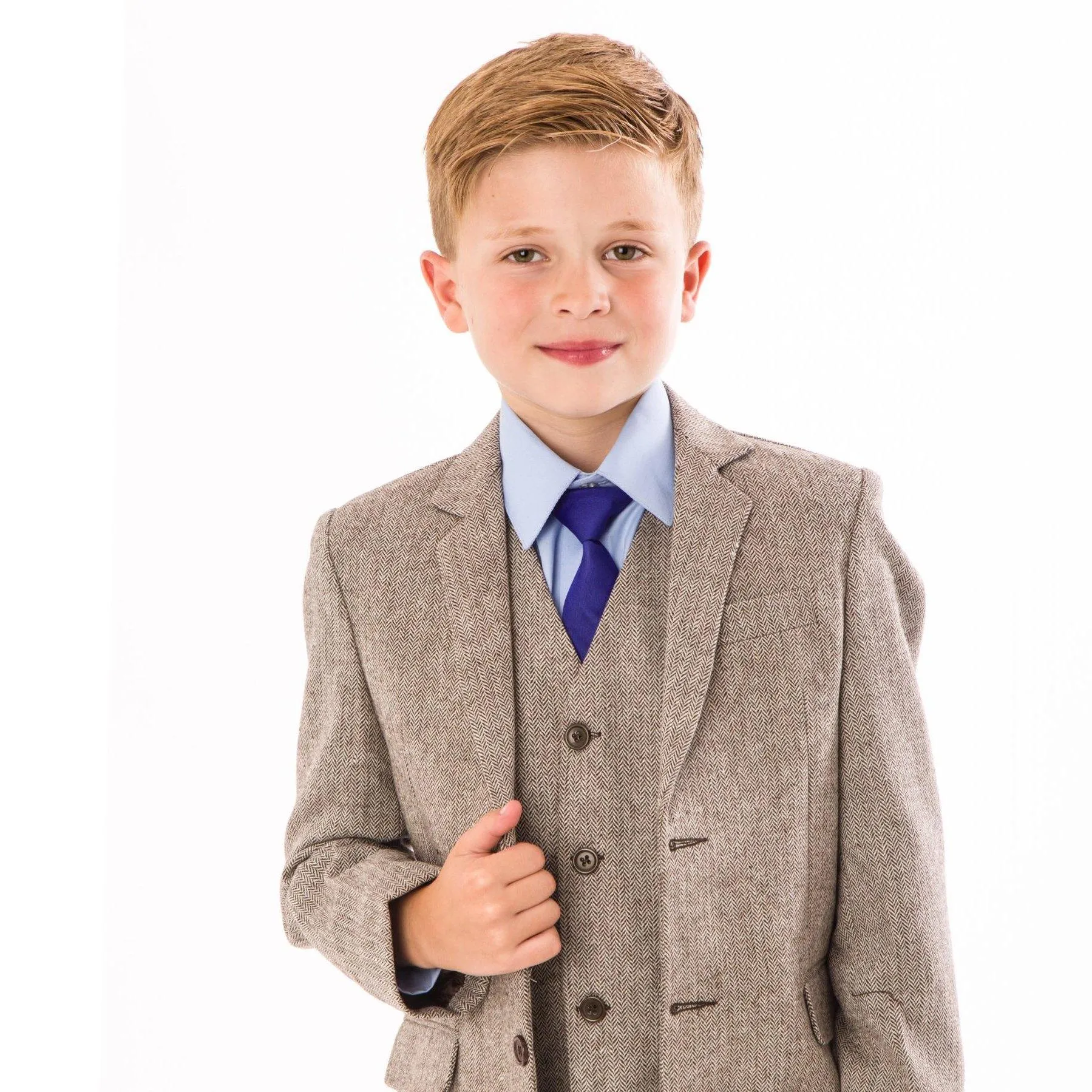 Finn - Brown Herringbone 5 Piece Suit