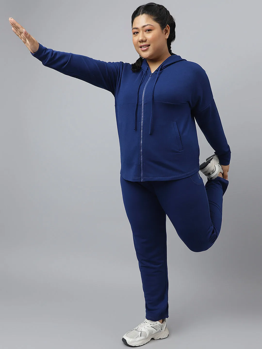 Fitkin Plus Size Ecofriendly Tencel Active Track Gym Straight Indigo Pants