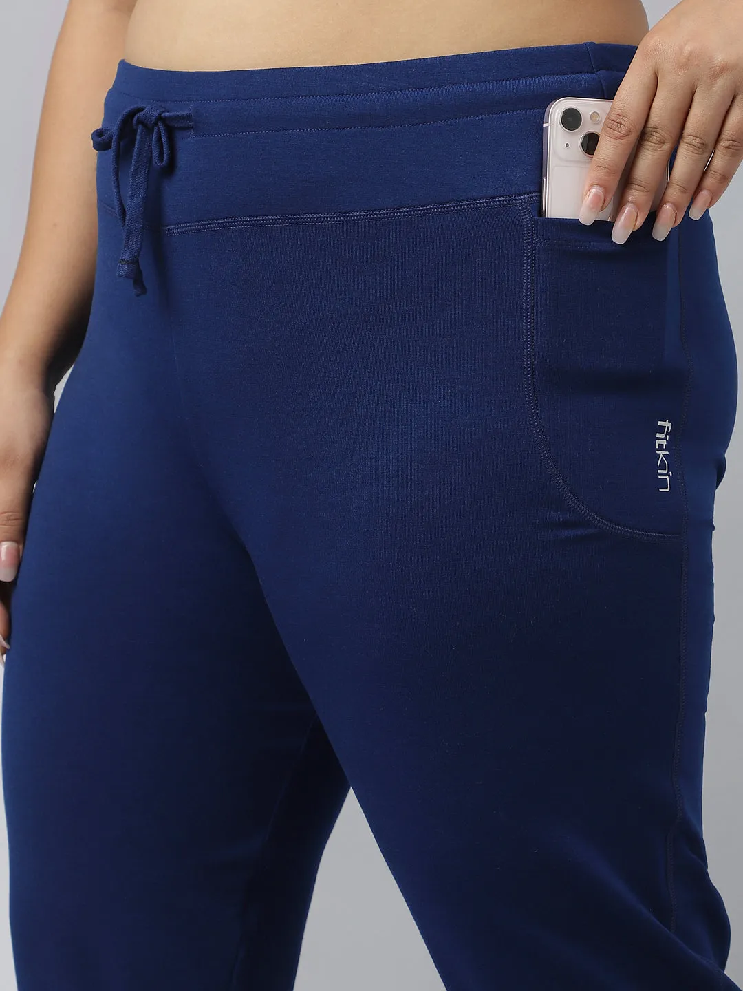 Fitkin Plus Size Ecofriendly Tencel Active Track Gym Straight Indigo Pants