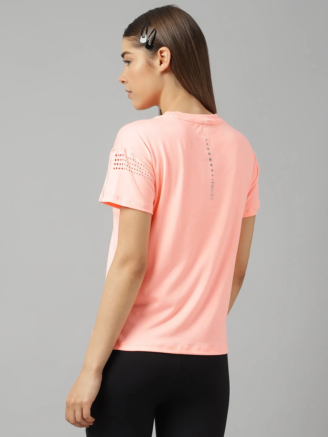 Fitkin women short sleeves t-shirt with laser cut detail