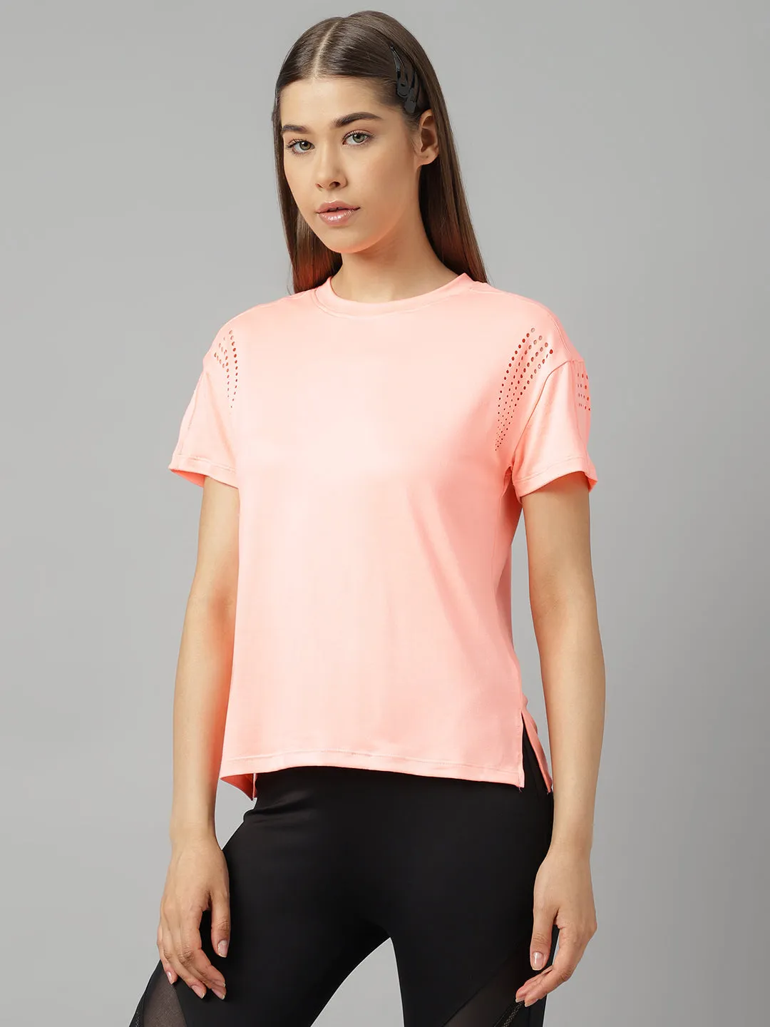 Fitkin women short sleeves t-shirt with laser cut detail