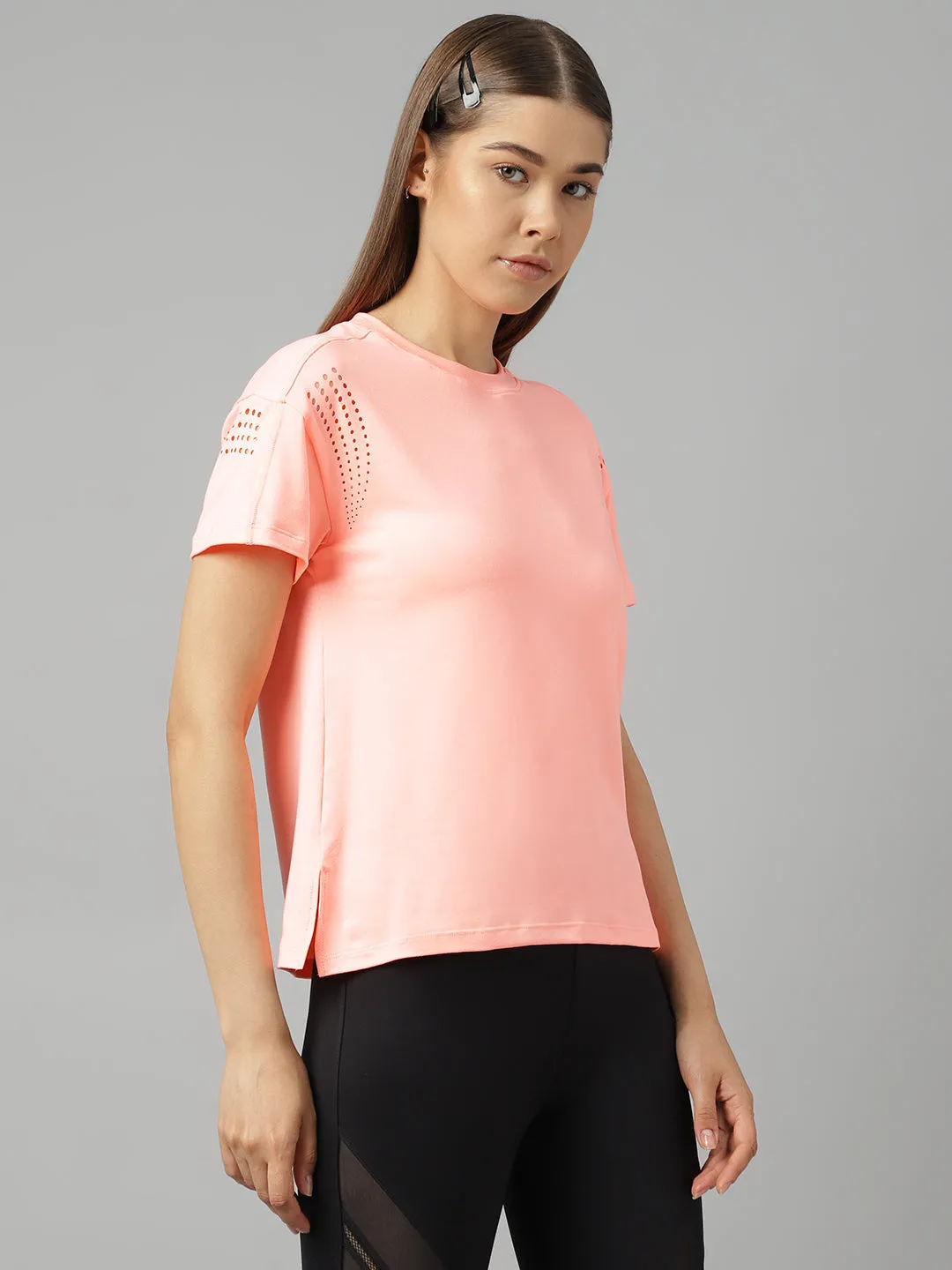 Fitkin women short sleeves t-shirt with laser cut detail