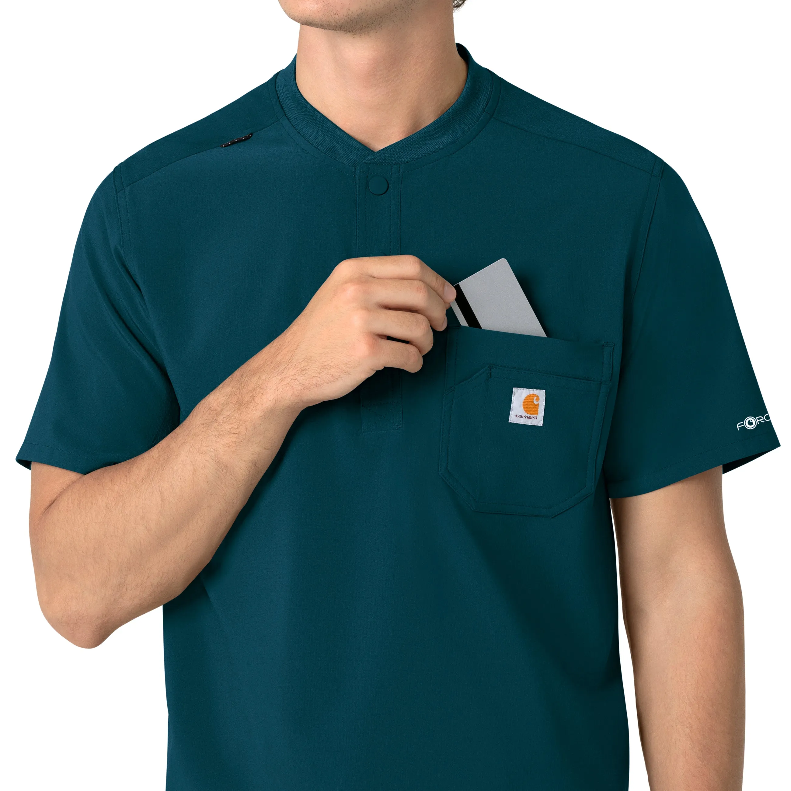 Force Cross-Flex C16310 Men's Henley Scrub Top Caribbean