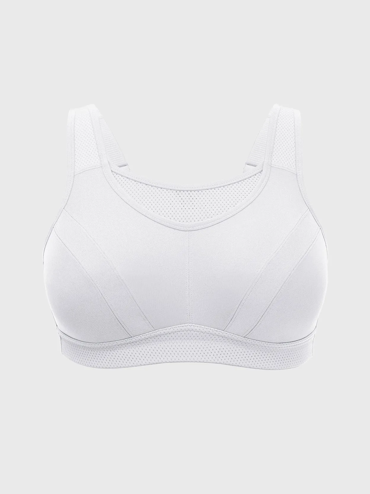 Full Coverage High Support Impact Solid wirefree Sports Bra White