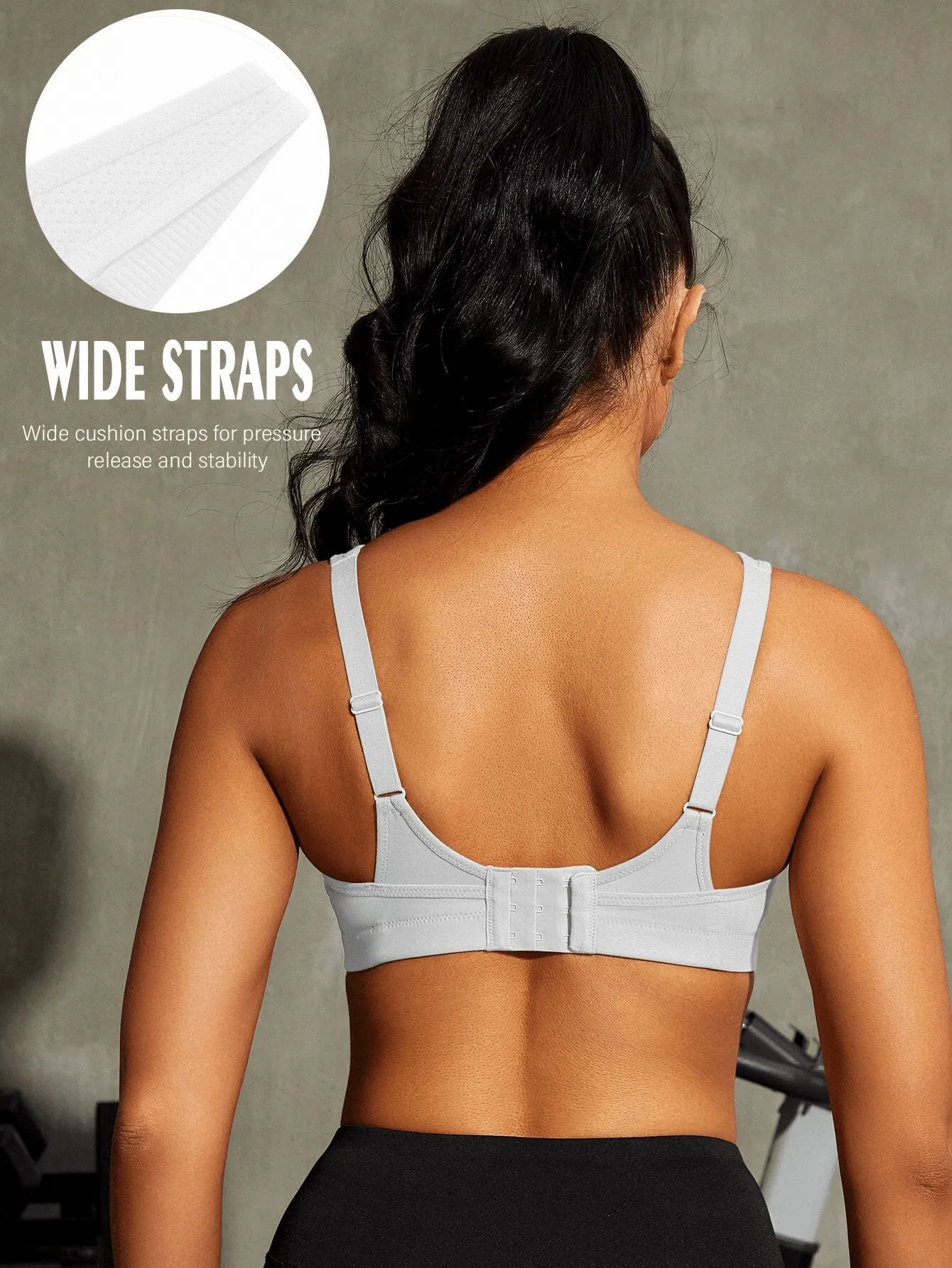 Full Coverage High Support Impact Solid wirefree Sports Bra White