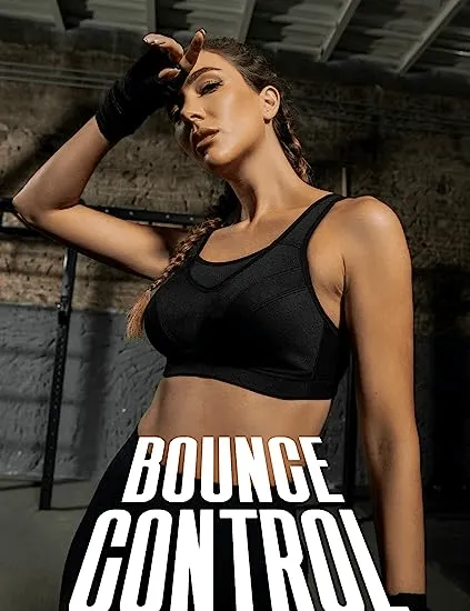 Full Coverage High Support Solid Sports Bra Black