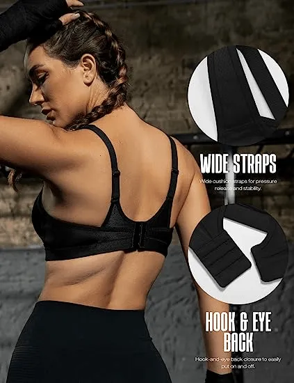 Full Coverage High Support Solid Sports Bra Black