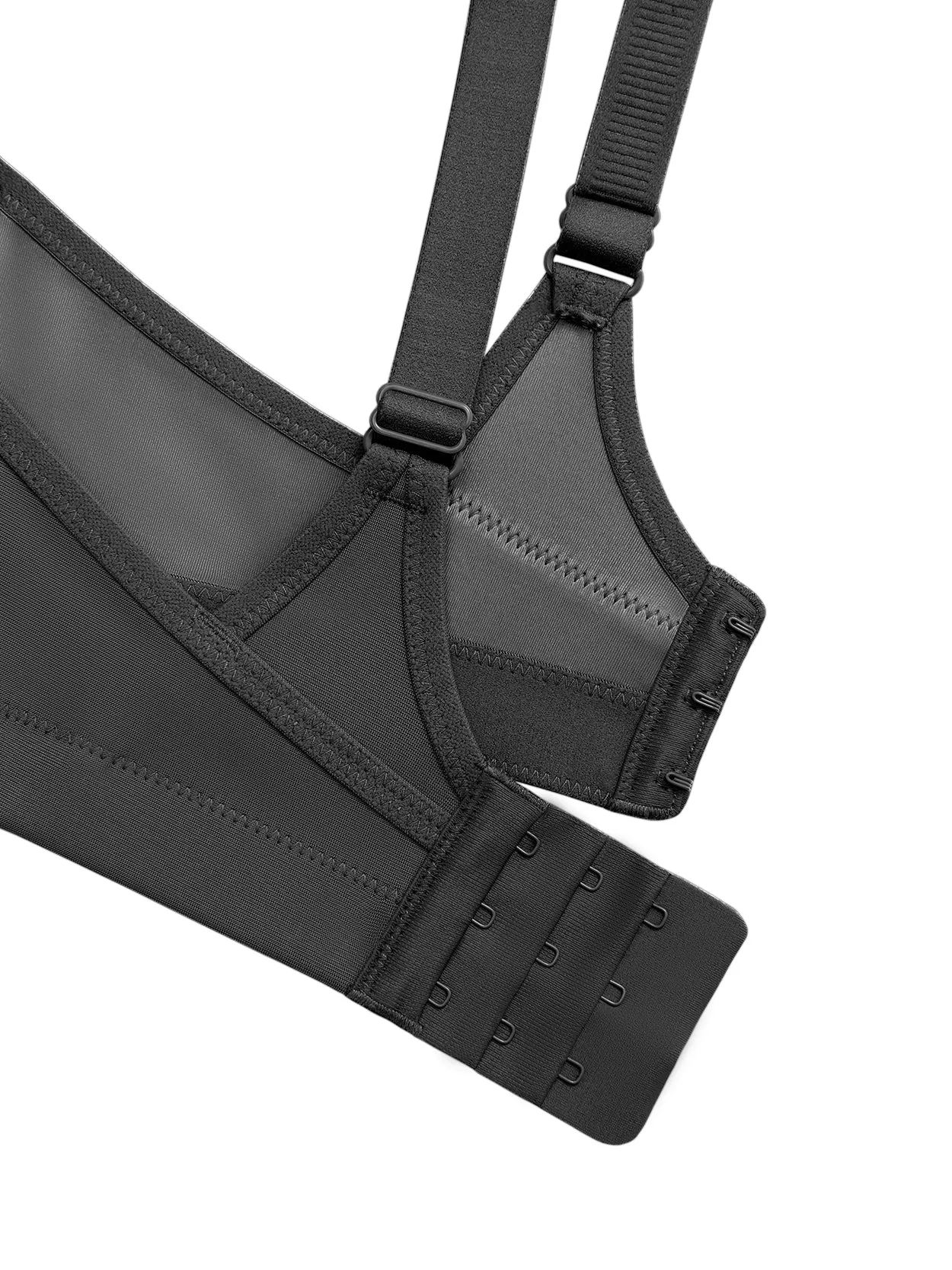 Full Coverage High Support Solid Sports Bra Black