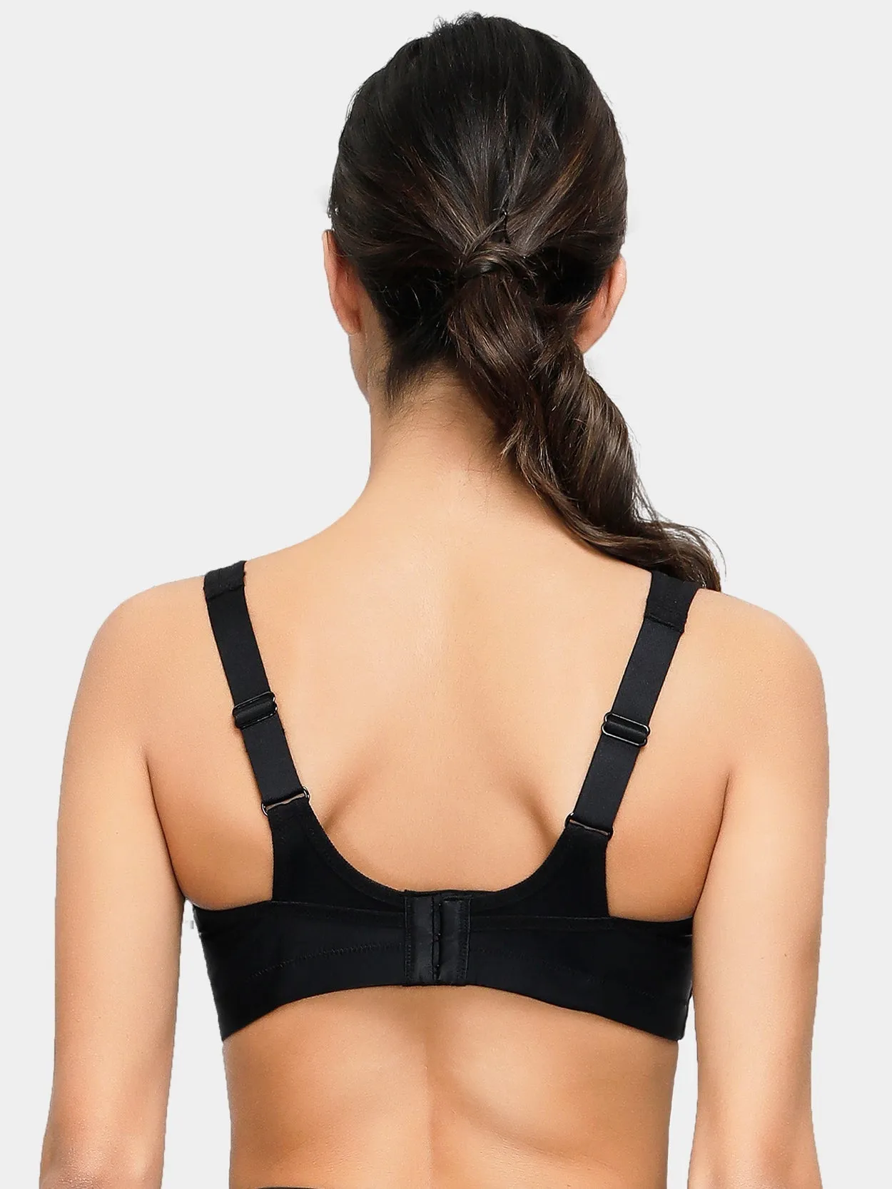 Full Coverage High Support Solid Sports Bra Black