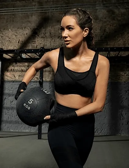 Full Coverage High Support Solid Sports Bra Black