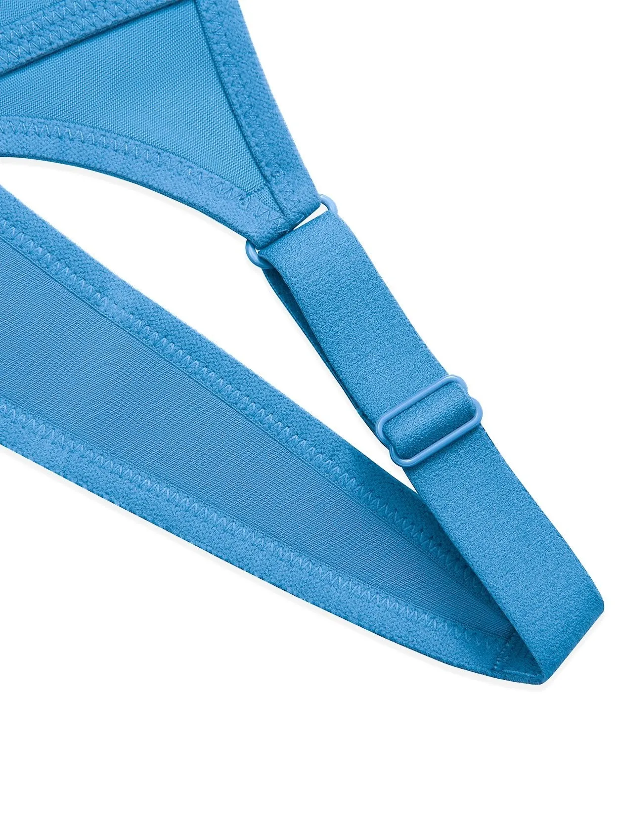 Full Coverage High Support Solid Sports Bra Blue