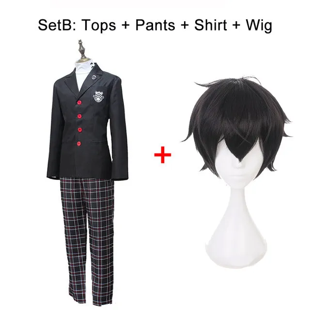 Game Persona 5 Akira Kurusu Cosplay Costume P5 Ren Amamiya Full Set School Uniform Mens Suits Halloween Unisex Blazer Outfit