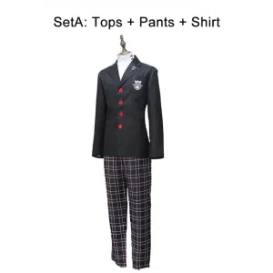Game Persona 5 Akira Kurusu Cosplay Costume P5 Ren Amamiya Full Set School Uniform Mens Suits Halloween Unisex Blazer Outfit