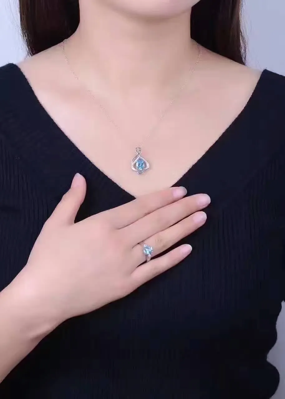 Genuine Swiss Blue Topaz Ring, Sterling Silver Adjustable Engagement  Ring - CZ Ring