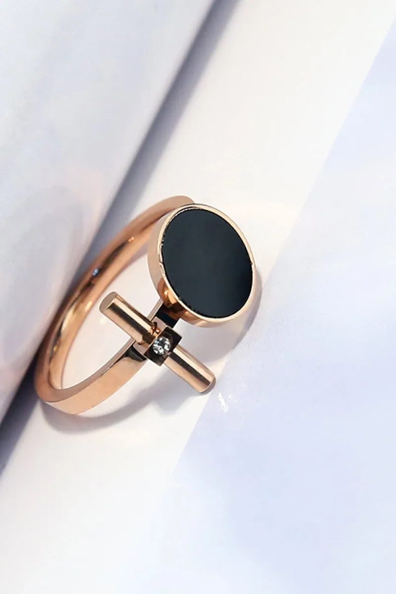 Geometric Black Enamel Ring
